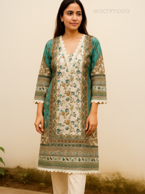 Women's Pure Cotton Printed Kurta Set with Palazzo